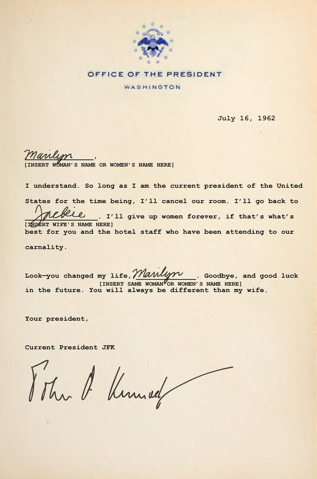 Illustration for article titled Amazing: Read These Newly Discovered Letters Between JFK And Marilyn Monroe